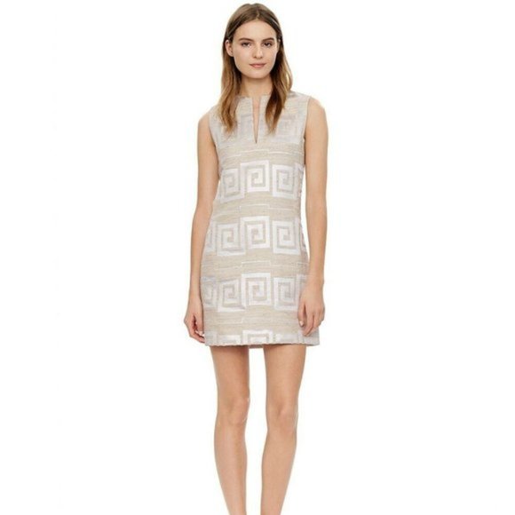 Tory Burch Dresses & Skirts - Tory Burch Beige Greek Jacquard Shift Dress Size 4